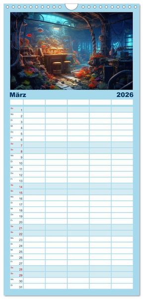 Produktbild: Familienplaner 2026 - Unten im Meer ist was los mit 5 Spalten (Wandkalender, 21 x 45 cm) CALVENDO