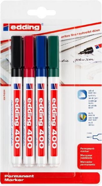 Produktbild: edding Permanentmarker 400 1mm 4 St&uuml;ck Blister