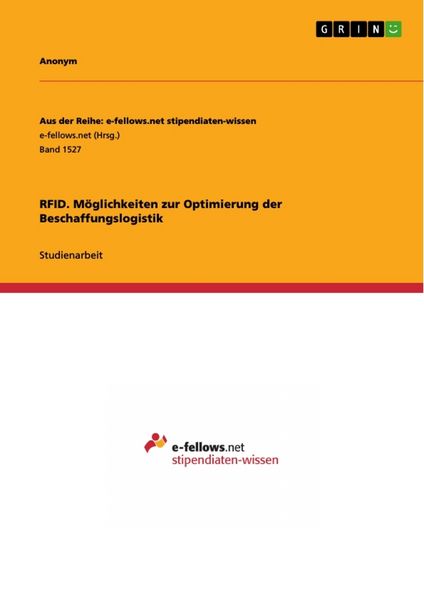 Produktbild: RFID. M&ouml;glichkeiten zur Optimierung der Beschaffungslogistik