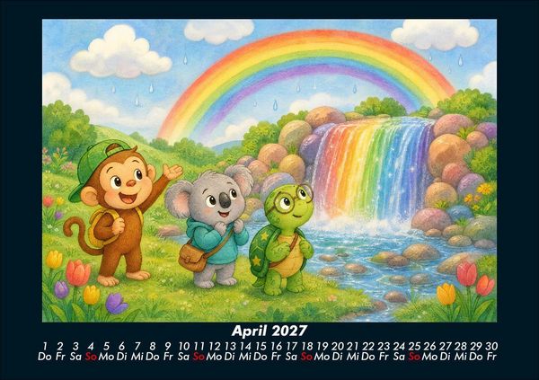 Produktbild: Wasserf&auml;lle der Fantasie mit Milo, Kiki & Taz 2027 Fotokalender DIN A5