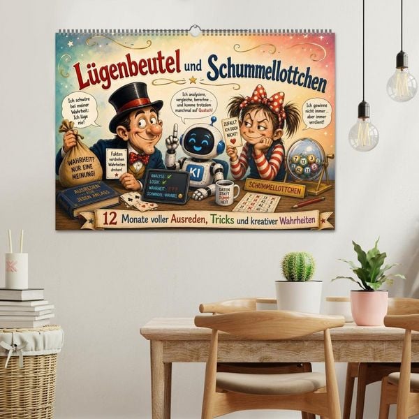 Produktbild: L&uuml;genbeutel und Schummellottchen - 12 Monate voller Ausreden, Tricks und kreativer Wahrheiten (Wandkalender 2027 DIN A2 quer), CALVENDO Monatskalender
