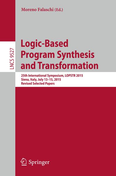 Produktbild: Logic-Based Program Synthesis and Transformation