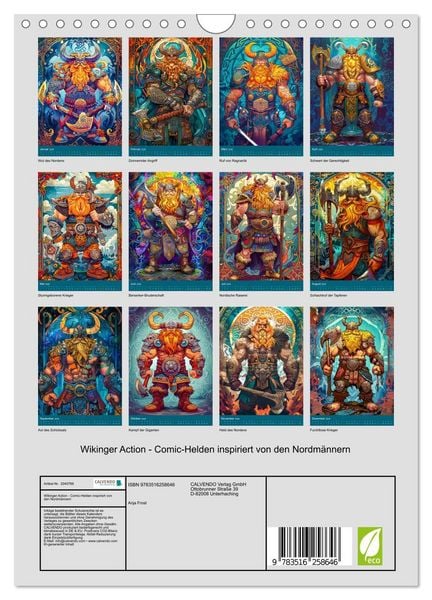 Produktbild: Wikinger Action - Comic-Helden inspiriert von den Nordm&auml;nnern (Wandkalender 2026 DIN A4 hoch), CALVENDO Monatskalender