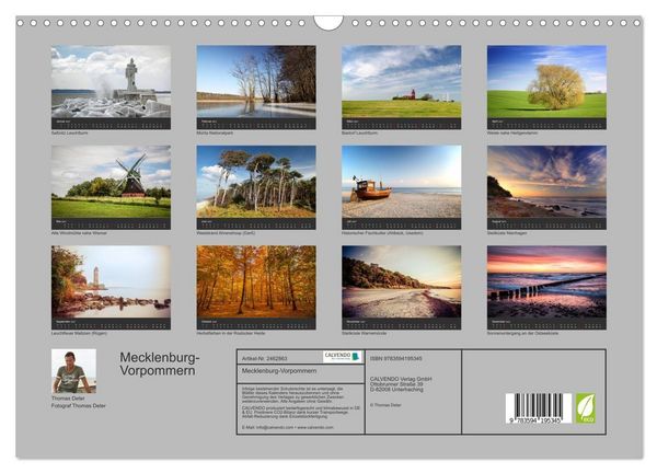 Produktbild: Mecklenburg-Vorpommern (Wandkalender 2027 DIN A3 quer), CALVENDO Monatskalender