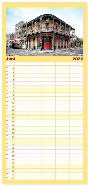 Produktbild: Familienplaner 2026 - So sch&ouml;n ist New Orleans mit 5 Spalten (Wandkalender, 21 x 45 cm) CALVENDO
