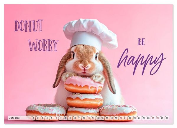 Produktbild: KANINCHEN Mit Humor durchs Jahr (hochwertiger Premium Wandkalender 2026 DIN A2 quer), Kunstdruck in Hochglanz