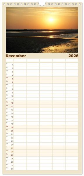 Produktbild: Familienplaner 2026 - Norderney - von barfu&szlig; bis Lackschuh mit 5 Spalten (Wandkalender, 21 x 45 cm) CALVENDO