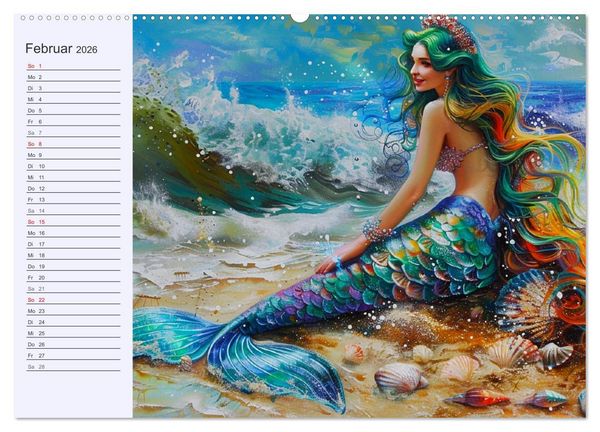 Produktbild: Meerjungfrauen. Zauberhafte Nixen-Paintings (hochwertiger Premium Wandkalender 2026 DIN A2 quer), Kunstdruck in Hochglanz