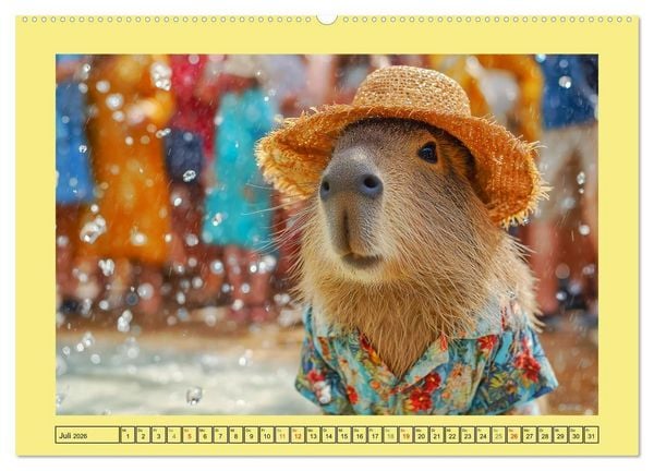 Produktbild: Capybaras on Tour. Wasserschweine als Weltenbummler (hochwertiger Premium Wandkalender 2026 DIN A2 quer), Kunstdruck in Hochglanz