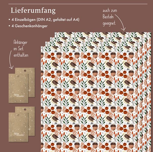 Produktbild: Geschenkpapier Set Weihnachten f&uuml;r Erwachsene: V&ouml;gel (retro, skandinavischer Stil, edel, grau, wei&szlig;)
