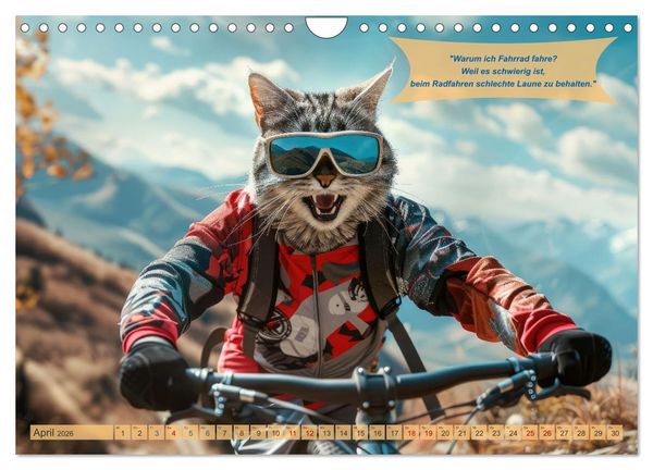 Produktbild: Der tierisch lustige Fahrradkalender (Wandkalender 2026 DIN A4 quer), CALVENDO Monatskalender