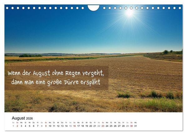 Produktbild: Bauernregeln Kalender - Rhythmus der Jahreszeiten (Wandkalender 2026 DIN A4 quer), CALVENDO Monatskalender
