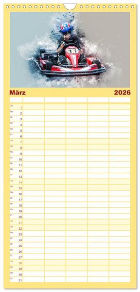 Produktbild: Familienplaner 2026 - GoKart - extrem cool mit 5 Spalten (Wandkalender, 21 x 45 cm) CALVENDO