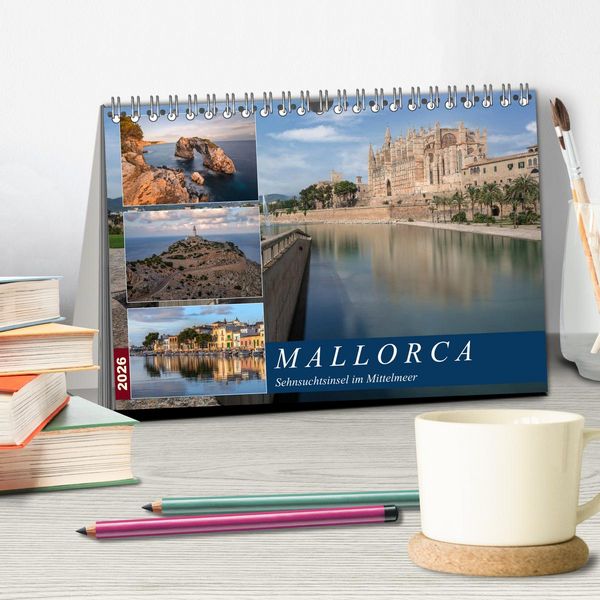 Produktbild: Mallorca, Sehnsuchtsinsel im Mittelmeer (Tischkalender 2026 DIN A5 quer), CALVENDO Monatskalender