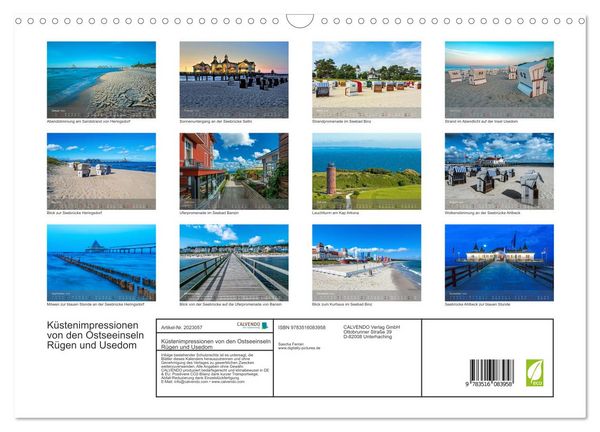 Produktbild: K&uuml;stenimpressionen von den Ostseeinseln R&uuml;gen und Usedom (Wandkalender 2026 DIN A3 quer), CALVENDO Monatskalender