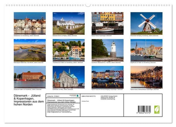 Produktbild: D&auml;nemark - J&uuml;tland & Kopenhagen, Impressionen aus dem hohen Norden (hochwertiger Premium Wandkalender 2026 DIN A2 quer), Kunstdruck in Hochglanz