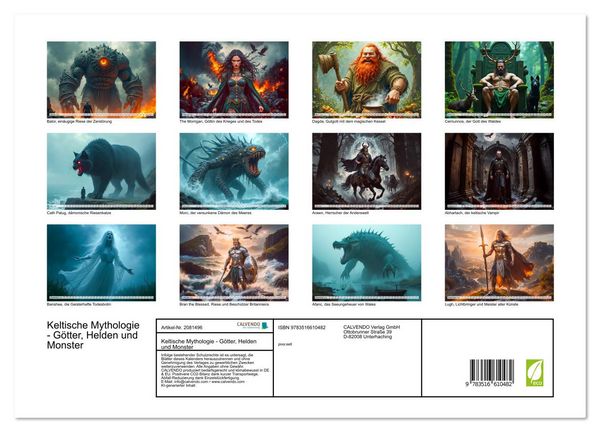 Produktbild: Keltische Mythologie - G&ouml;tter, Helden und Monster (hochwertiger Premium Wandkalender 2026 DIN A2 quer), Kunstdruck in Hochglanz