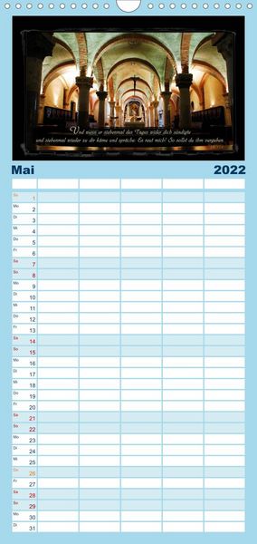 Produktbild: Familienplaner Monat f&uuml;r Monat ein Bibelvers (Wandkalender 2022 , 21 cm x 45 cm, hoch)