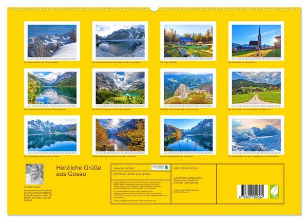 Produktbild: Herzliche Gr&uuml;&szlig;e aus Gosau (hochwertiger Premium Wandkalender 2026 DIN A2 quer), Kunstdruck in Hochglanz