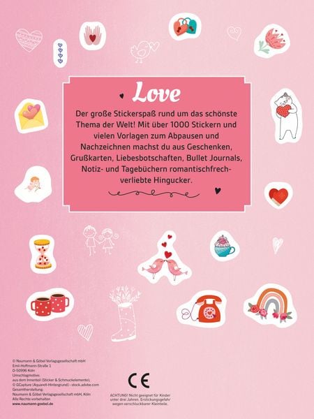 Produktbild: Stickerbuch Love I &Uuml;ber 1000 Sticker