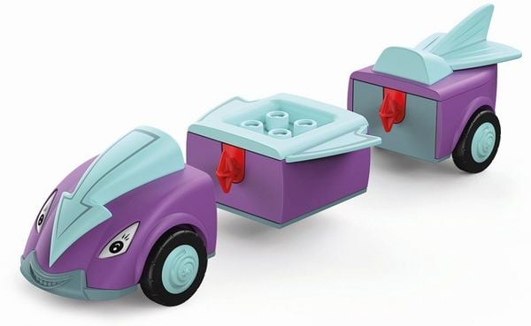 Produktbild: SIKU 0114 - Toddys, Jum Jumpy, Spielzeugauto mit R&uuml;ckziehmotor und Spielfigur, lila/t&uuml;rkis