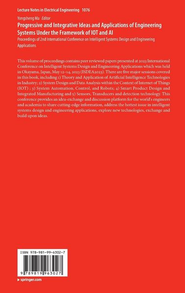 Produktbild: Progressive and Integrative Ideas and Applications of Engineering Systems Under the Framework of IOT and AI