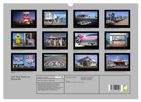 Produktbild: Get Your Kicks on Route 66 (Wandkalender 2026 DIN A3 quer), CALVENDO Monatskalender