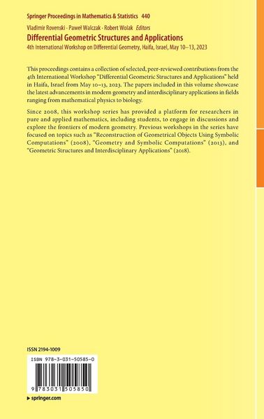 Produktbild: Differential Geometric Structures and Applications