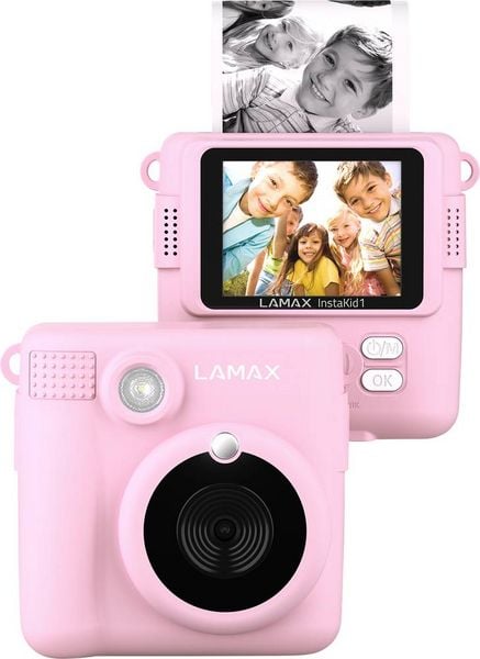 Produktbild: Lamax InstaKid1 Sofortbildkamera Pink Integrierter Akku, mit eingebautem Blitz, Full HD Video, Spritzwassergesch&uuml;tzt