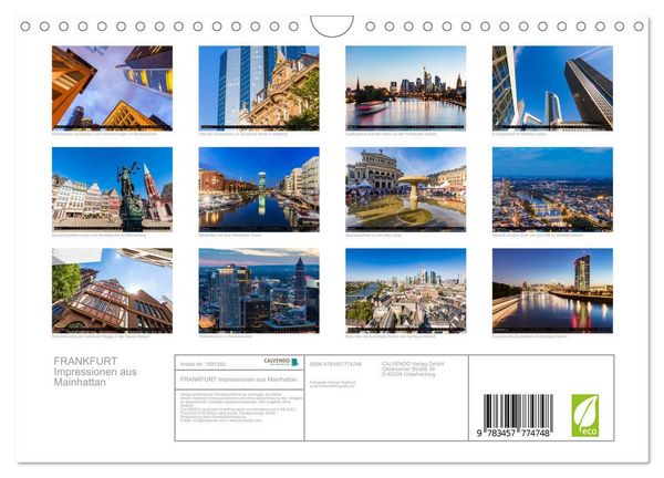 Produktbild: FRANKFURT Impressionen aus Mainhattan (Wandkalender 2026 DIN A4 quer), CALVENDO Monatskalender