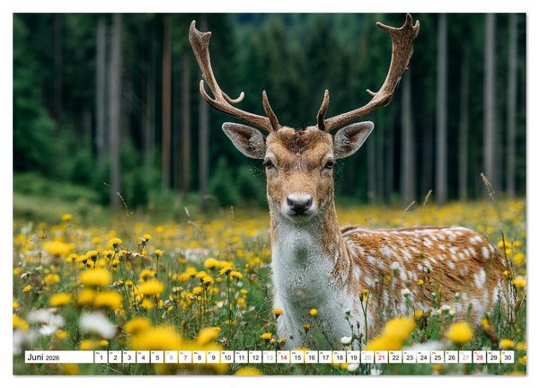 Produktbild: HIRSCHE UND REHE - Ein Jahr in freier Wildbahn (Wandkalender 2026 DIN A4 quer), CALVENDO Monatskalender