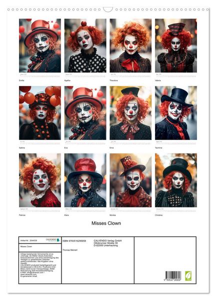 Produktbild: Misses Clown (Wandkalender 2026 DIN A2 hoch), CALVENDO Monatskalender