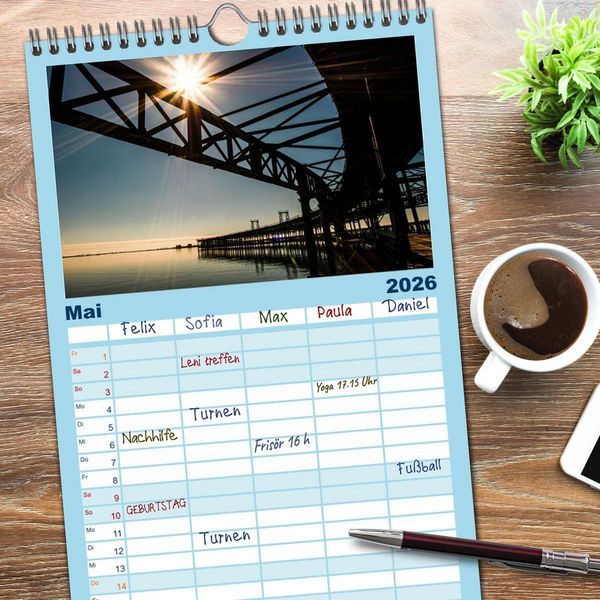 Produktbild: Familienplaner 2026 - Pen&iacute;nsula Ib&eacute;rica mit 5 Spalten (Wandkalender, 21 x 45 cm) CALVENDO