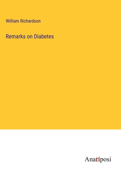 Produktbild: Remarks on Diabetes