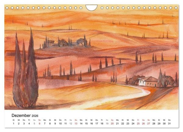 Produktbild: Toskana Aquarelle (Wandkalender 2026 DIN A4 quer), CALVENDO Monatskalender