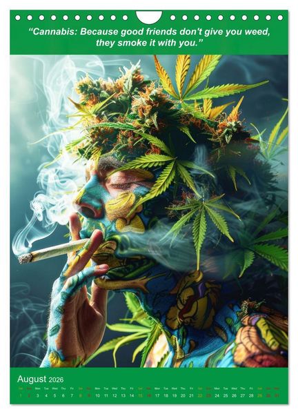 Produktbild: The funniest cannabis pictures and slogans (Wall Calendar 2026 DIN A4 portrait), CALVENDO 12 Month Wall Calendar