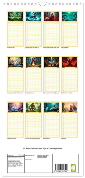 Produktbild: Familienplaner 2026 - Im Reich der M&auml;rchen, Mythen und Legenden mit 5 Spalten (Wandkalender, 21 x 45 cm) CALVENDO
