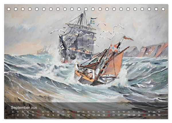 Produktbild: Segel am Horizont - Marinemaler Alfred Jahnke (Tischkalender 2026 DIN A5 quer), CALVENDO Monatskalender