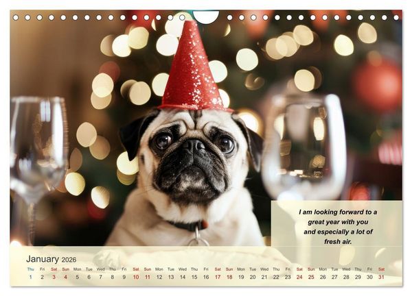 Produktbild: Great fun for pug lovers (Wall Calendar 2026 DIN A4 landscape), CALVENDO 12 Month Wall Calendar