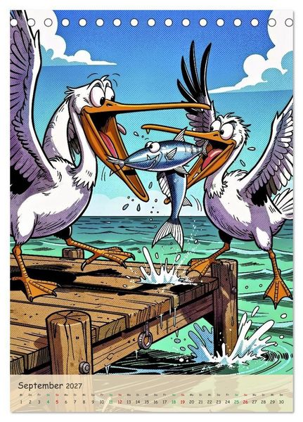Produktbild: Lustige Pelikane - Comic (Tischkalender 2027 DIN A5 hoch), CALVENDO Monatskalender
