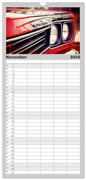 Produktbild: Familienplaner 2026 - US-Muscle-Cars - Plymouth mit 5 Spalten (Wandkalender, 21 x 45 cm) CALVENDO