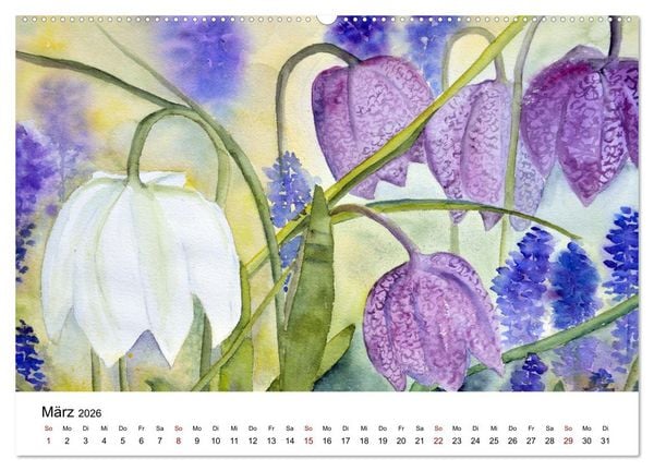 Produktbild: Blumen-Aquarelle (hochwertiger Premium Wandkalender 2026 DIN A2 quer), Kunstdruck in Hochglanz