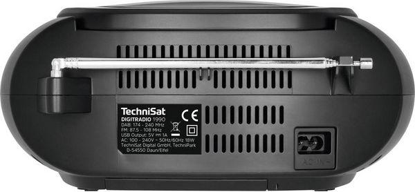 Produktbild: TechniSat DIGITRADIO 1990 CD-Radio DAB+, UKW AUX, Bluetooth&reg;, CD, USB Akku-Ladefunktion, Weckfunktion Schwarz
