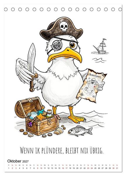 Produktbild: Freche K&uuml;sten‑M&ouml;wen - Lustiger maritimer Cartoon‑Kalender (Tischkalender 2027 DIN A5 hoch), CALVENDO Monatskalender