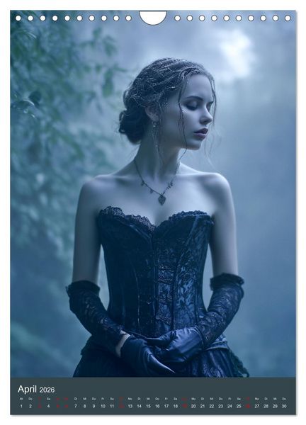 Produktbild: Gothic Girls - d&uuml;stere Frauen in schwarzer Gothic-Kleidung (Wandkalender 2026 DIN A4 hoch), CALVENDO Monatskalender