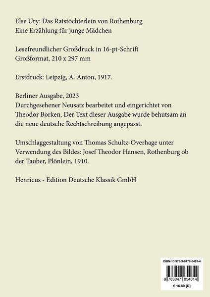 Produktbild: Das Ratst&ouml;chterlein von Rothenburg (Gro&szlig;druck)