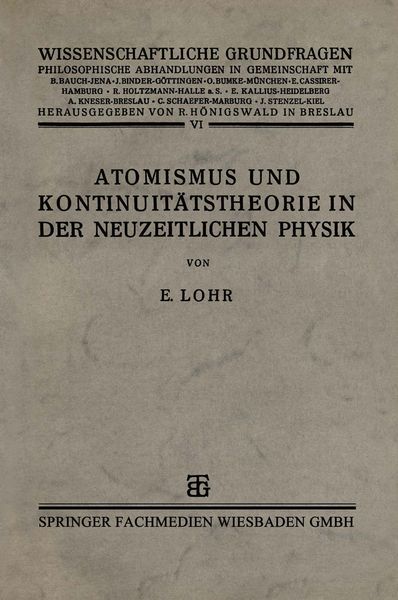 Produktbild: Atomismus und Kontinuit&auml;tstheorie in der Neuzeitlichen Physik