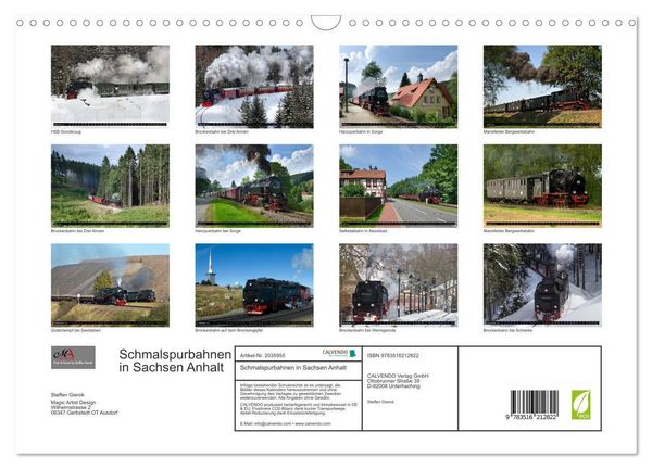 Produktbild: Schmalspurbahnen in Sachsen Anhalt (Wandkalender 2026 DIN A3 quer), CALVENDO Monatskalender