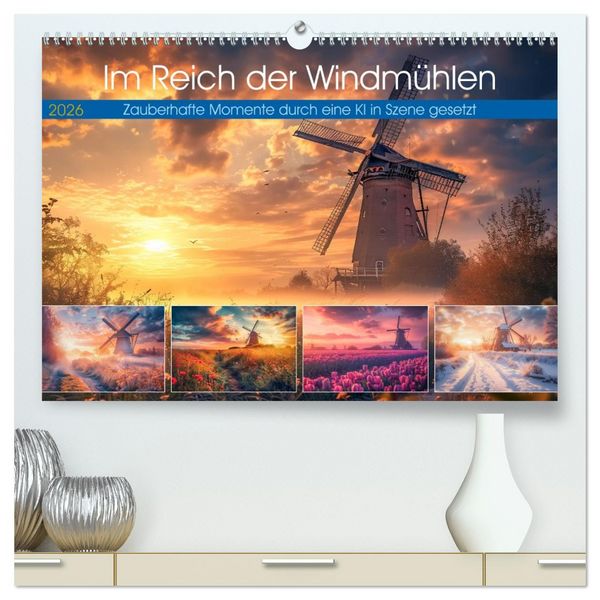 Produktbild: Im Reich der Windm&uuml;hlen (hochwertiger Premium Wandkalender 2026 DIN A2 quer), Kunstdruck in Hochglanz
