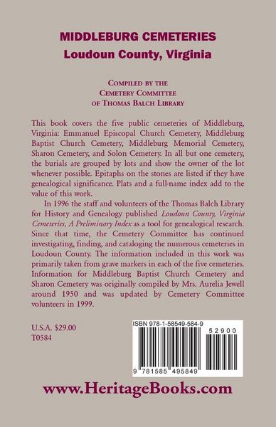Produktbild: Middleburg Cemeteries, Loudoun County, Virginia